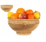 Misy z drewna egzotycznego i rattanu