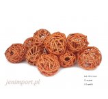 KULE kulki ratanowe z ratanu pomarańczowe 4 cm 12 sztuk w opakowaniu 