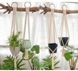 Makramy na doniczkę ze sznura i muszli Dzwonki wietrzne z bambusa i muszli